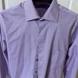 Van Heusen Purple Gingham Dress Shirt Size 16 32/33